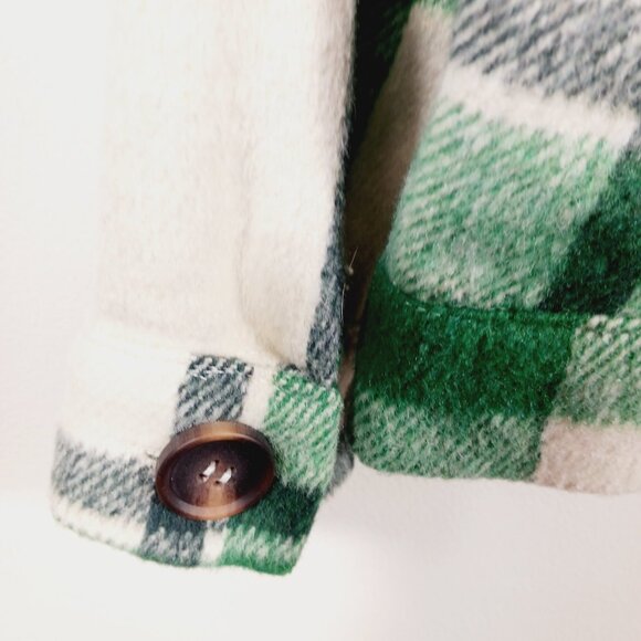 STACCATO Green & Cream Plaid Shacket, Relaxed Fit, Button Up, Jacket, Size Small - Picture 10 of 16